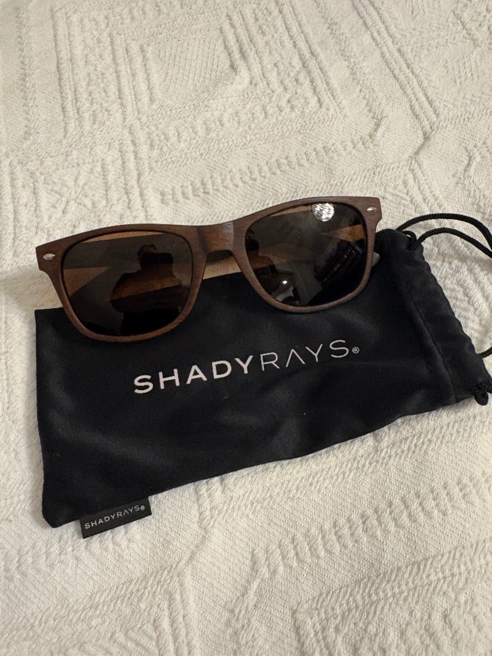 Shady Rays Classic Wood Grain Wayfarer Sunglasses + Pouch